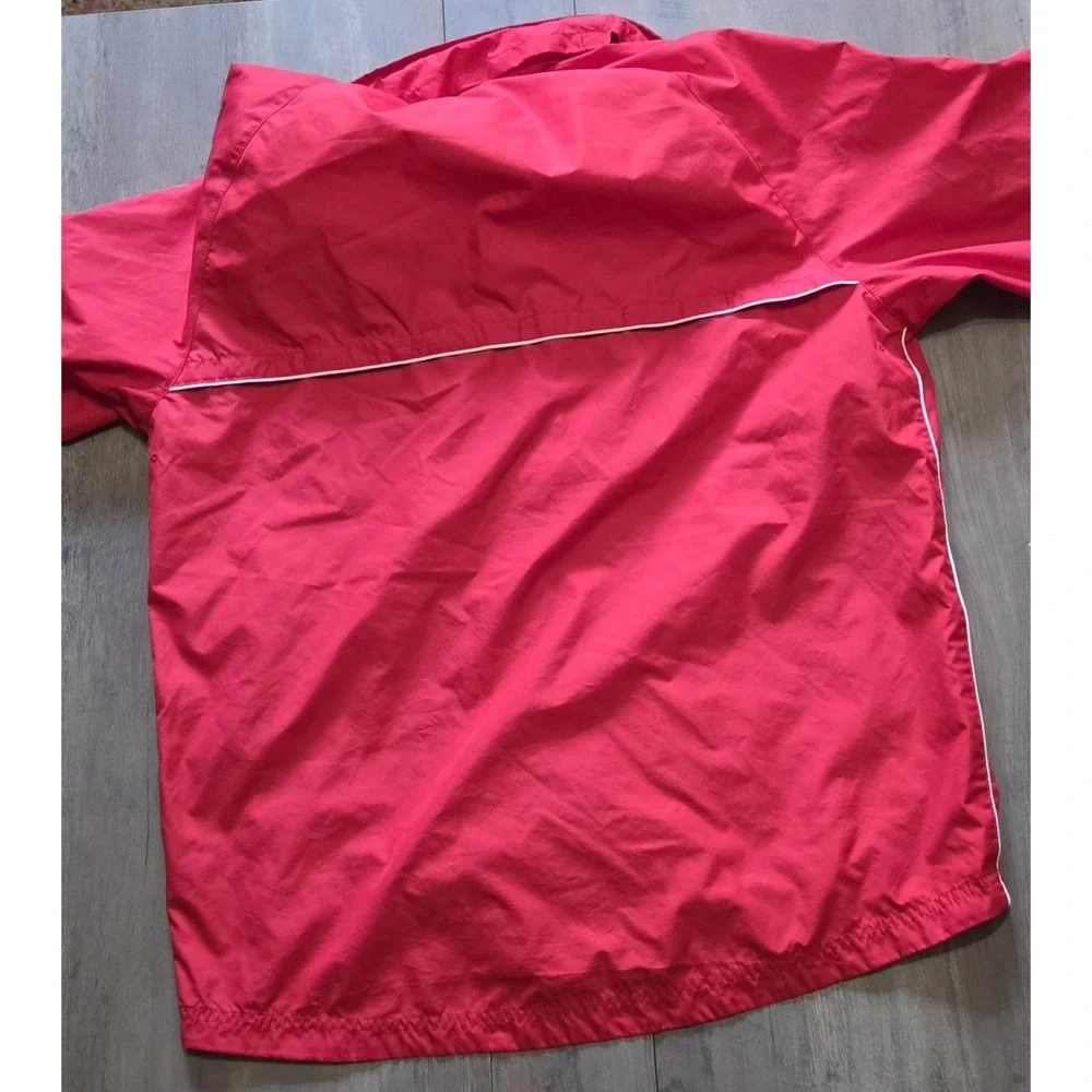 Nike Team Fit Dry Red Windbreaker Jacket Vintage Y2K With Roll Down Hood Men L